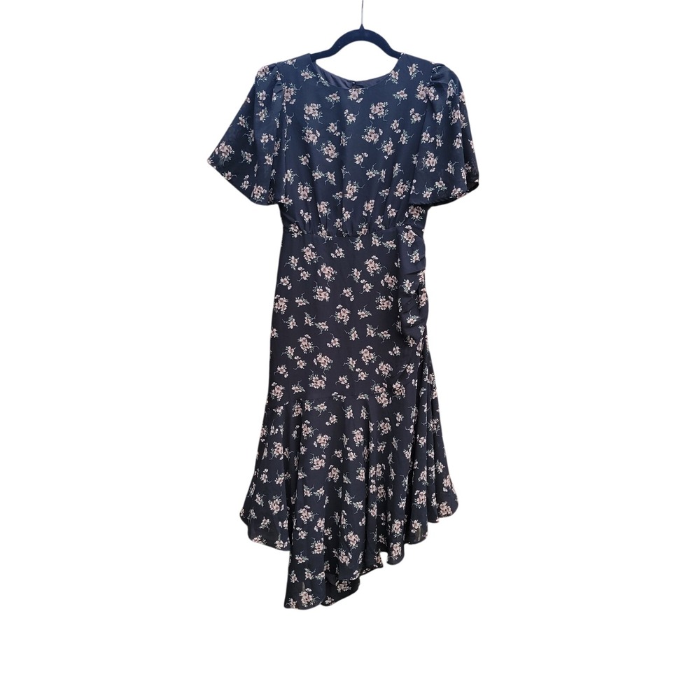 Sugarlips‎ Floral Midi Dress Women Small Navy Asymmetrical NWT Cottagecore Boho